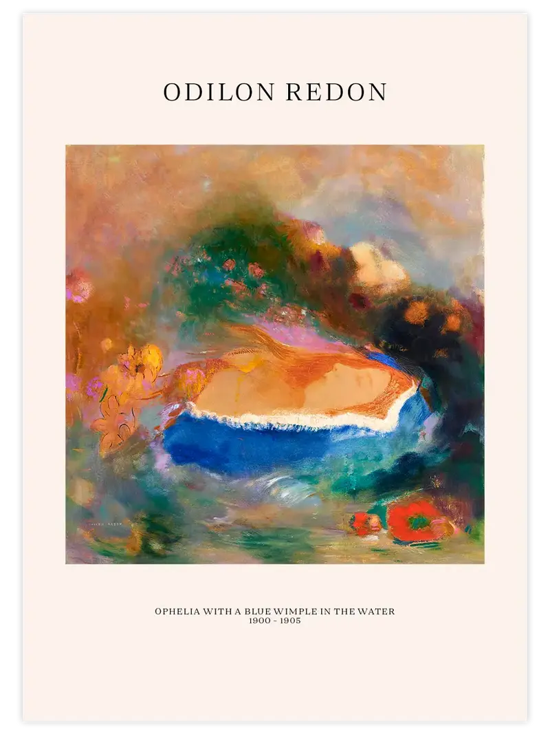 Odilon Redon Ophelia with a Blue Wimple in the Water - Art Print