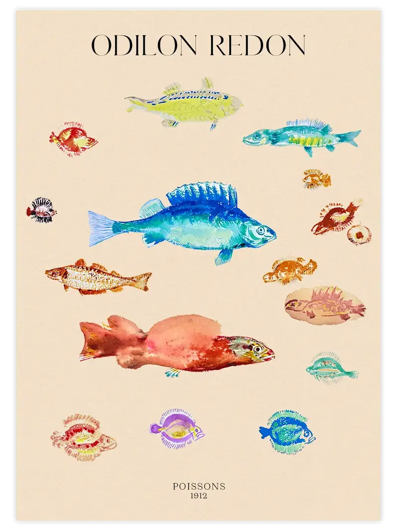 Odilon Redon Poissons - Art Print