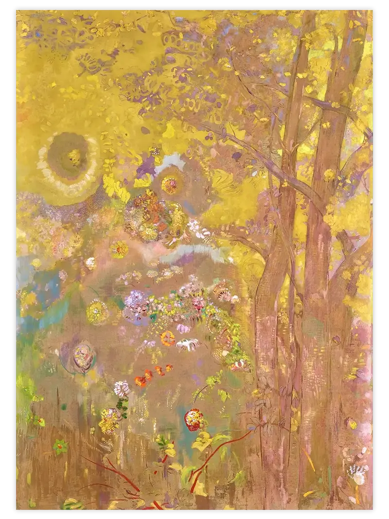 Odilon Redon Sarı Arka Planda Ağaçlar - Art Print