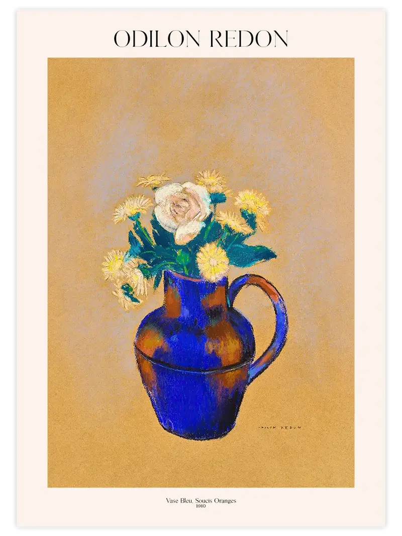 Odilon Redon Vase Bleu, Soucis Orange - Art Print