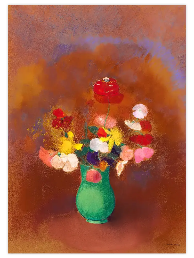 Odilon Redon Yeşil Vazodaki Gelincikler - Art Print