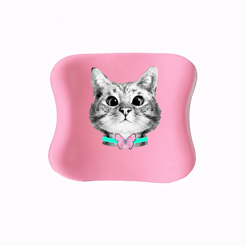 Officekup Çocuk-Genç Visco Bel Destek Yastığı- Meraklı Kedi Pembe