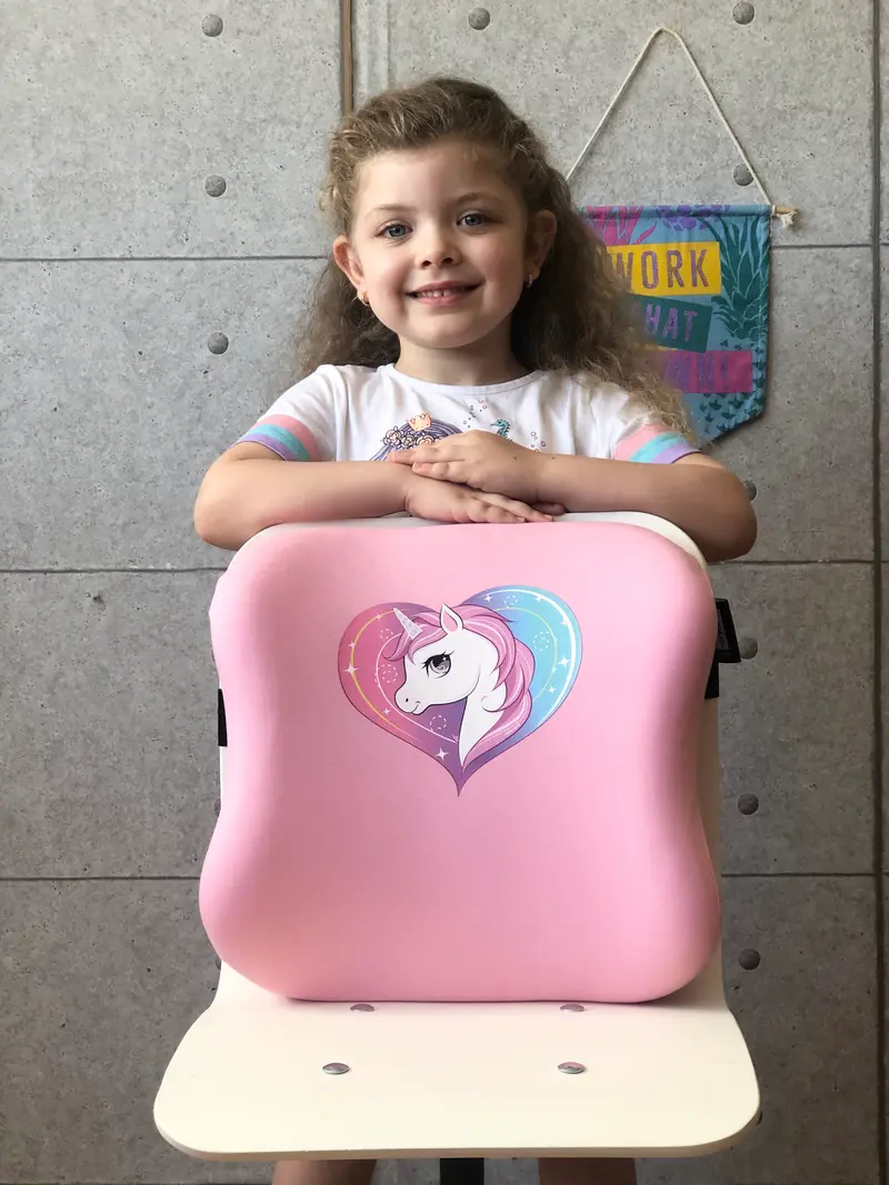 Officekup Çocuk-Genç Visco Bel Destek Yastığı- Unicorn Pembe