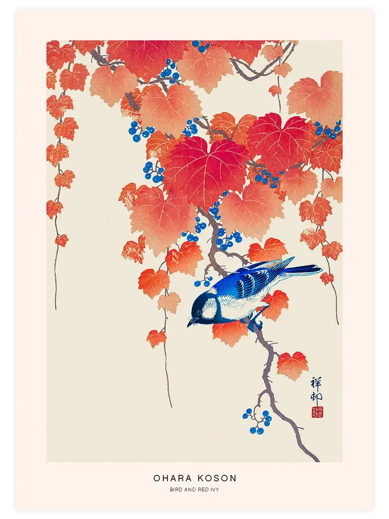 Ohara Koson Bird And Red Ivy - Art Print