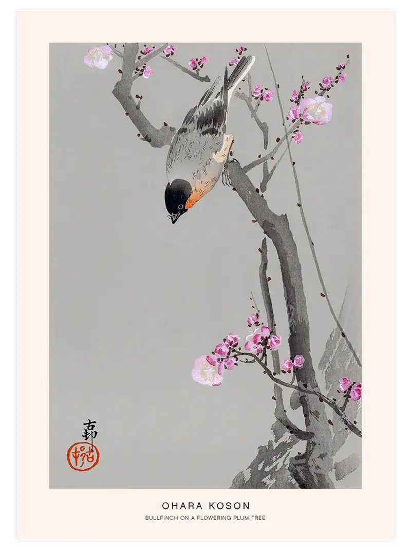 Ohara Koson Bullfinch Perched - Art Print