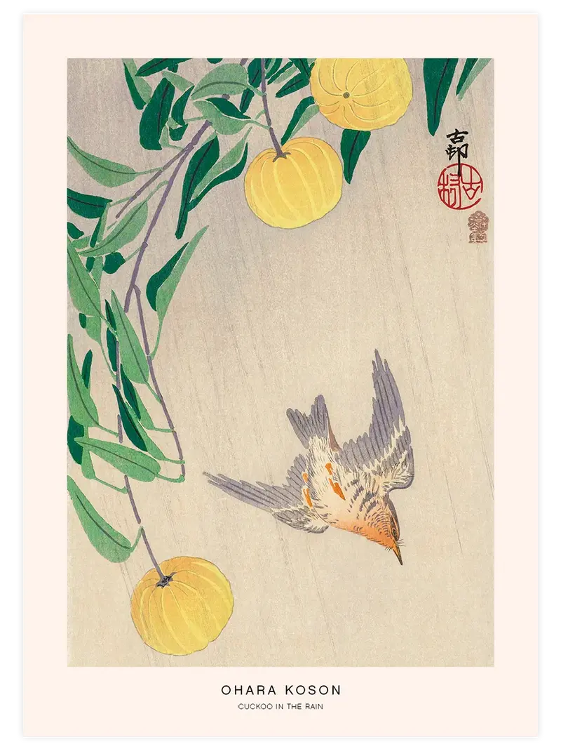Ohara Koson Cuckoo in the Rain - Art Print