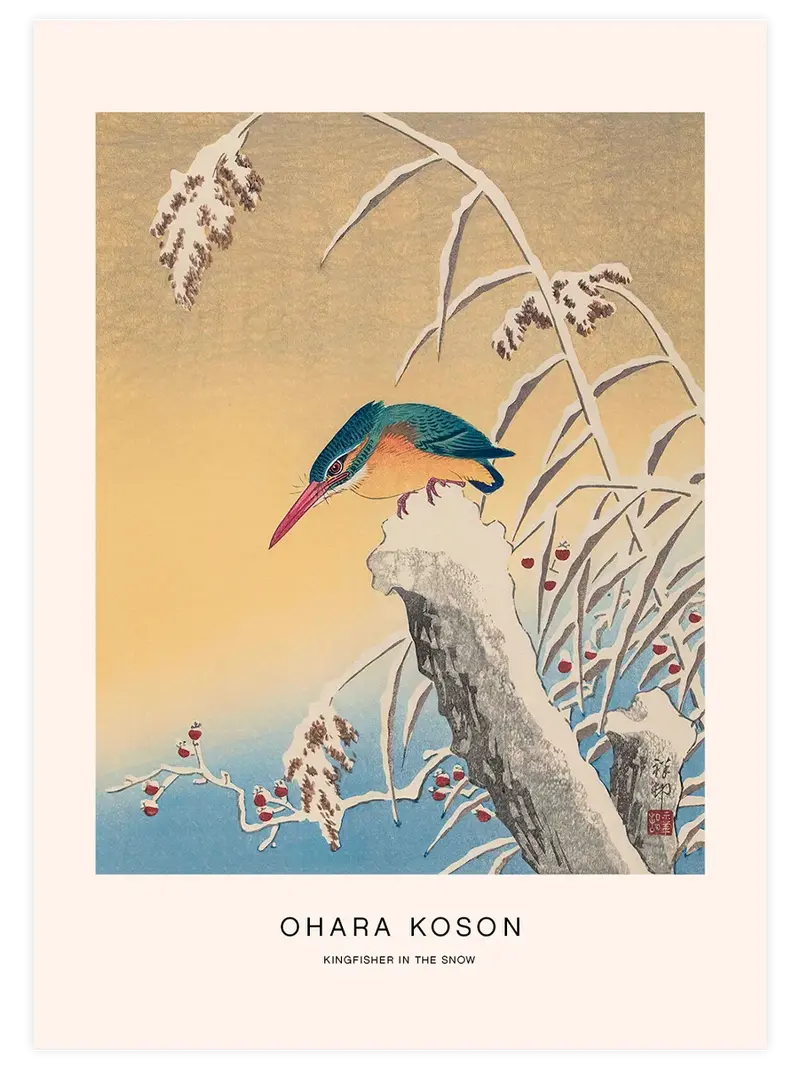 Ohara Koson Kingfisher in the Snow - Art Print