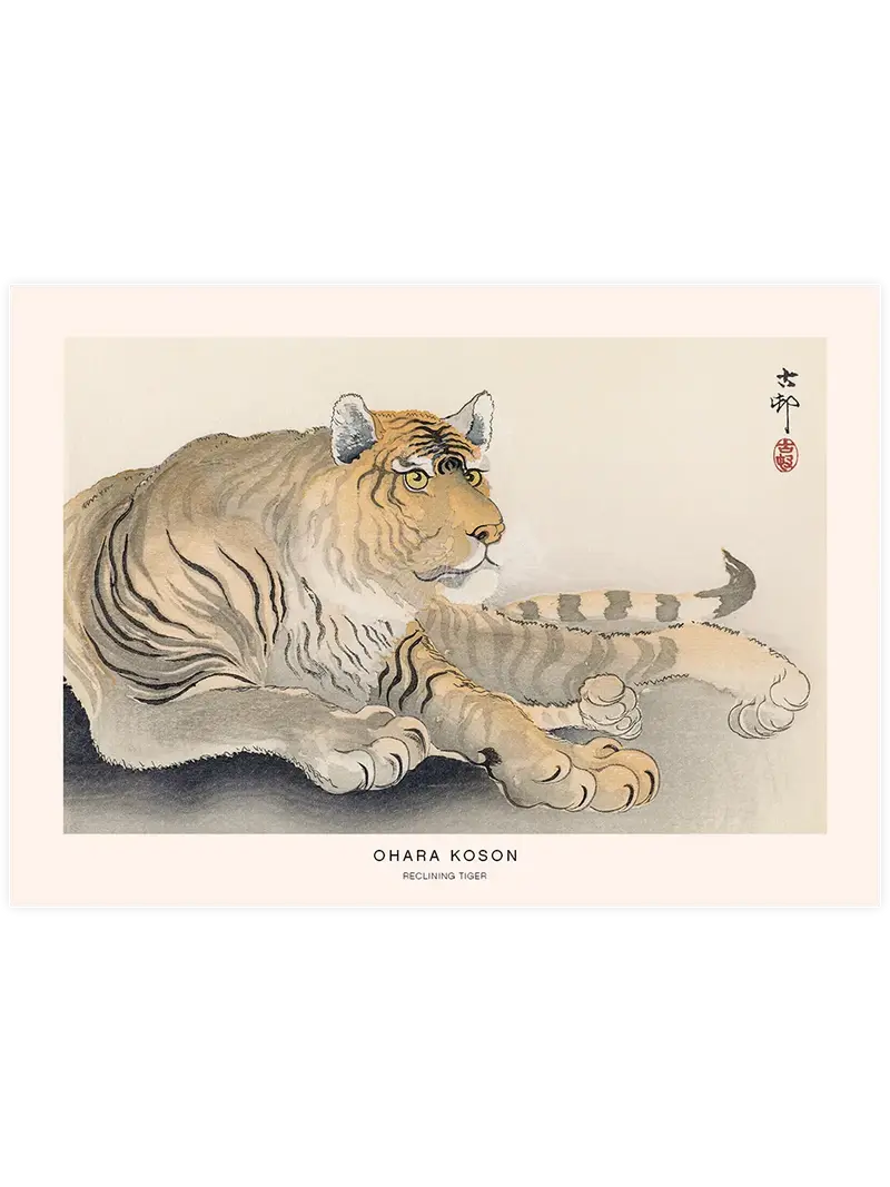 Ohara Koson Reclining Tiger - Art Print