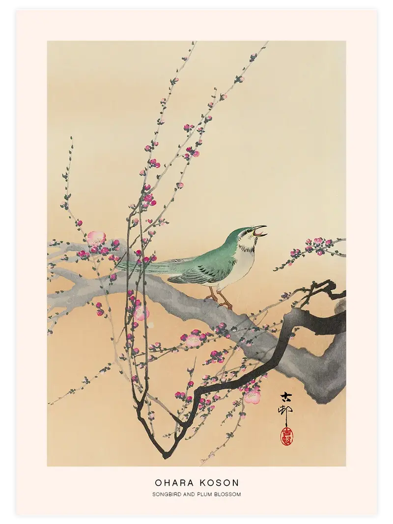 Ohara Koson Songbird and Plum Blossom - Art Print