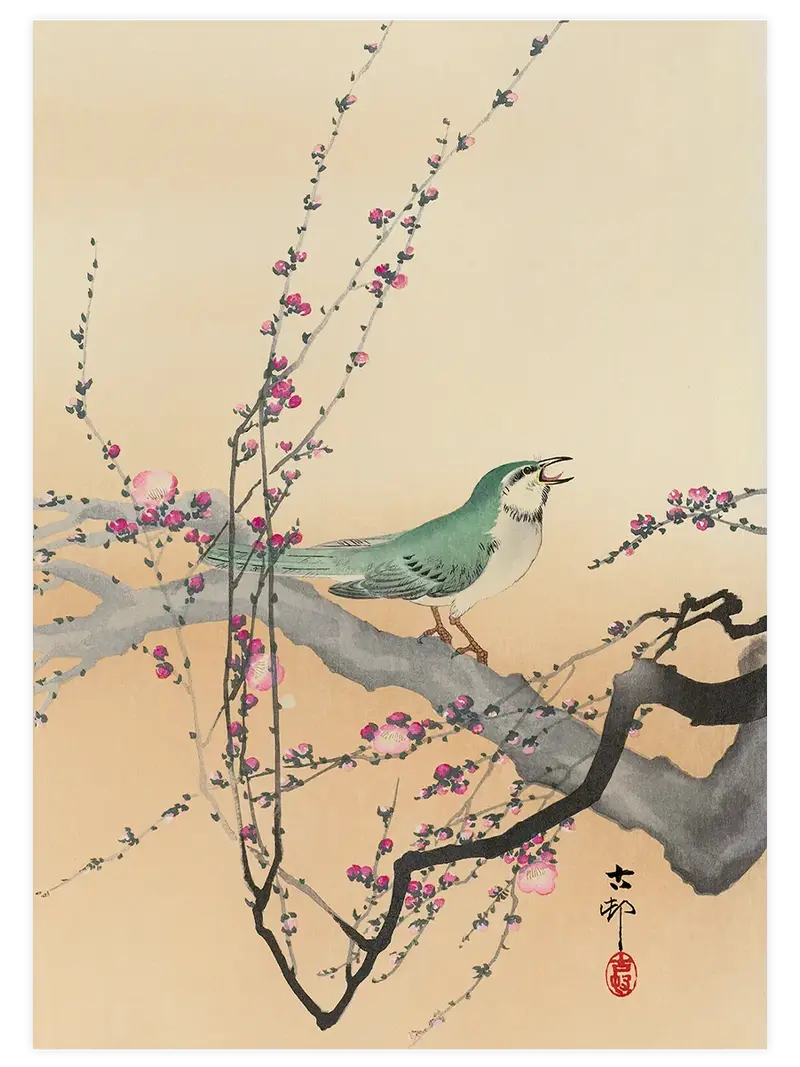 Ohara Koson Songbird and Plum Blossom - Art Print