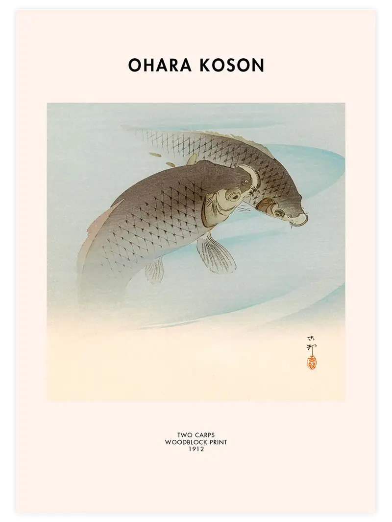 Ohara Koson Two Carps - Art Print