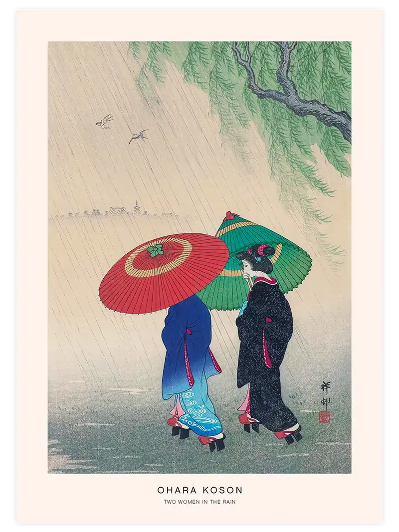 Ohara Koson Two Women in the Rain - Art Print