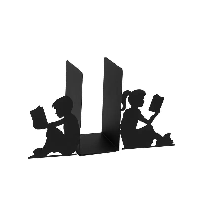 Okuyan Çocuk Metal Kitap Tutucu - Siyah