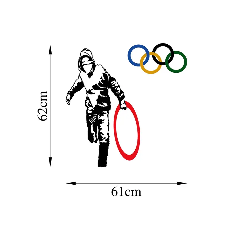 Olimpiyat Halkalı Stencil Metal Duvar Panosu - Çok Renkli