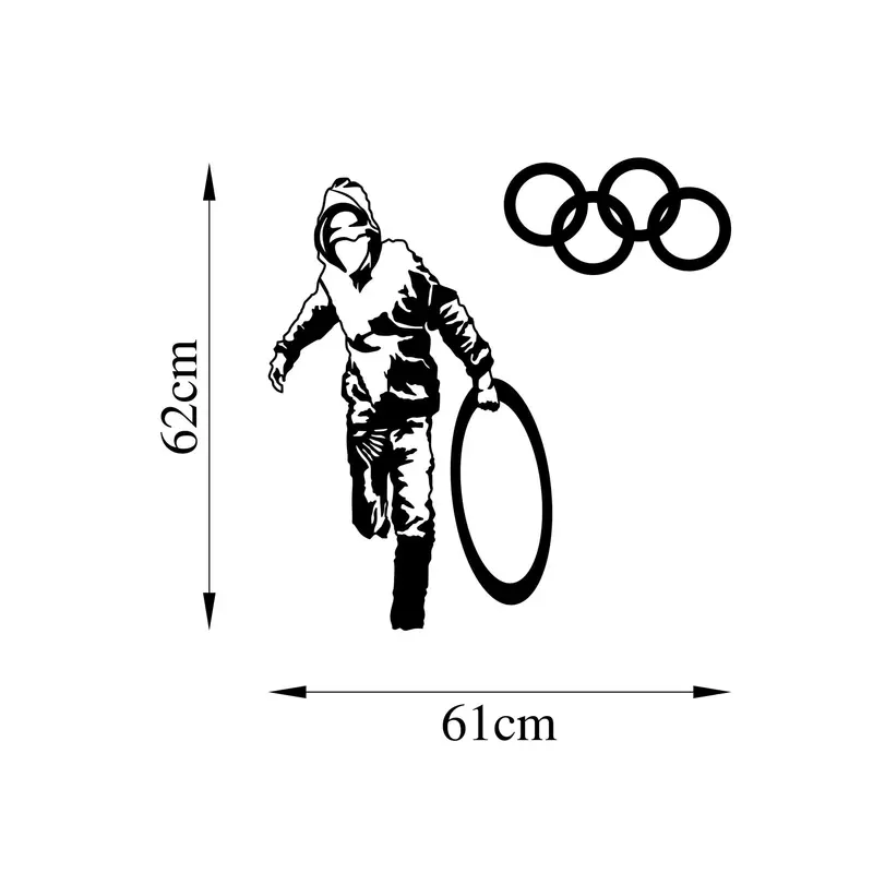 Olimpiyat Halkalı Stencil Metal Duvar Panosu - Siyah