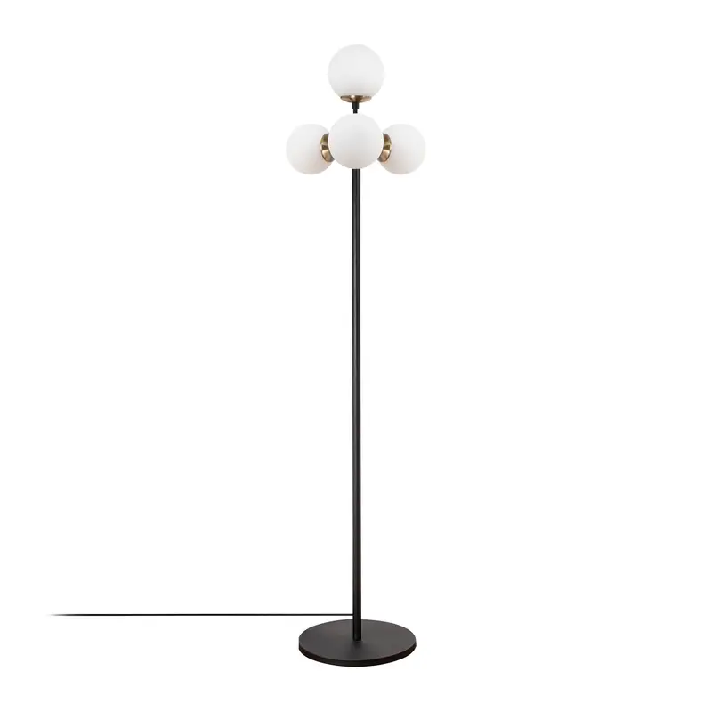 Opak Küre Camlı 4'lü Lambader Metal - Siyah