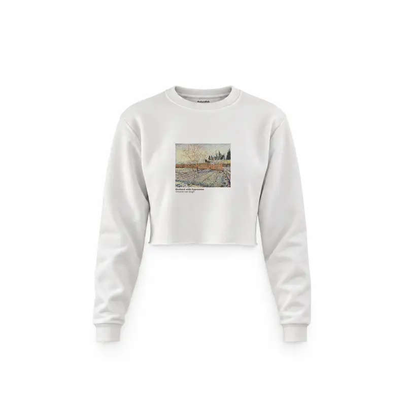 Orchard with Cypresses Crop Sweatshirt
