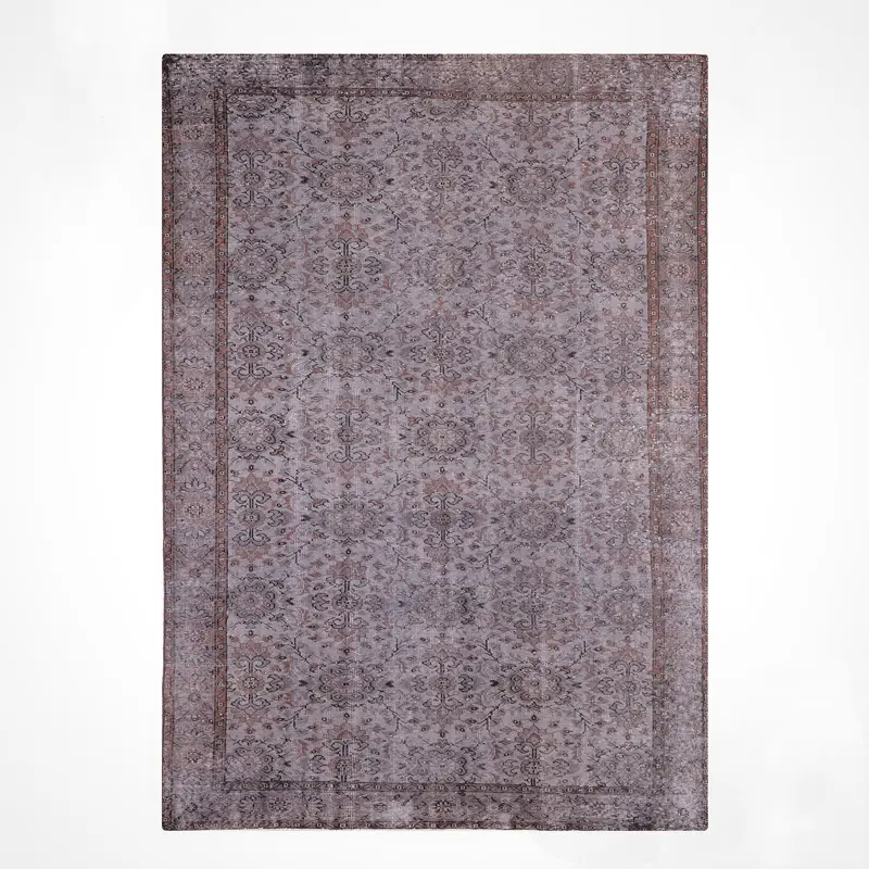 Orijinal Vintage Gri Kök Boya Yün El Dokuma Halı 183x305 5.58 Metrekare - 7x10 ft
