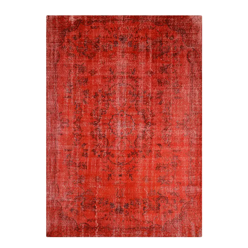 Orijinal Vintage Kırmızı Kök Boya Yün El Dokuma Halı 203x299 6.07 Metrekare - 7x10 ft