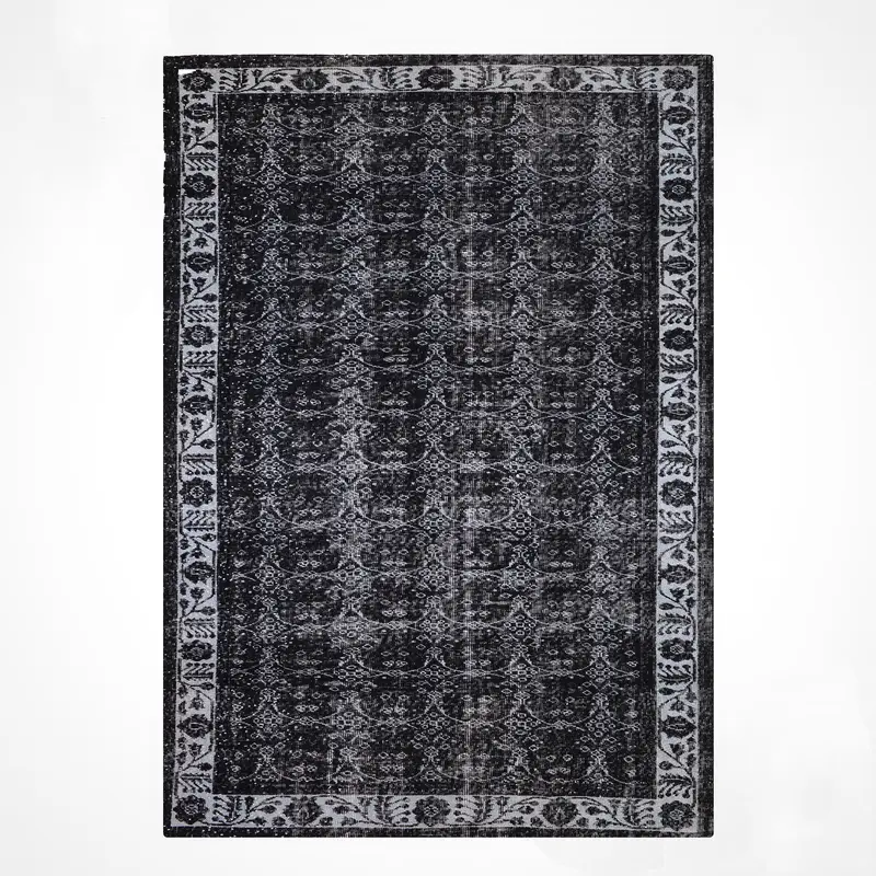 Orijinal Vintage Siyah Kök Boya Yün El Dokuma Halı 166x290 4.31 Metrekare - 7x10 ft