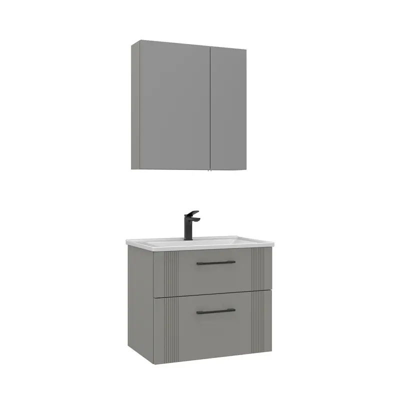 Orka Bari V2 65 cm Çekmeceli Aynalı Dolaplı Banyo Dolabı Takımı | Dolaplı | Kasmir