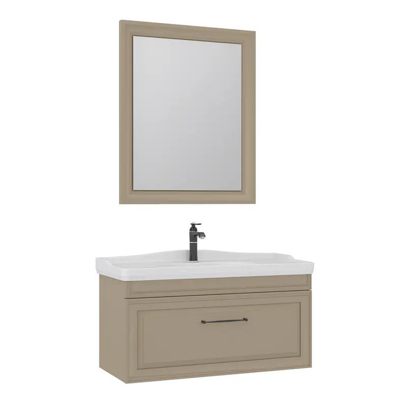 Orka Design 105 cm Banyo Dolabı Takımı | Mat Vizon