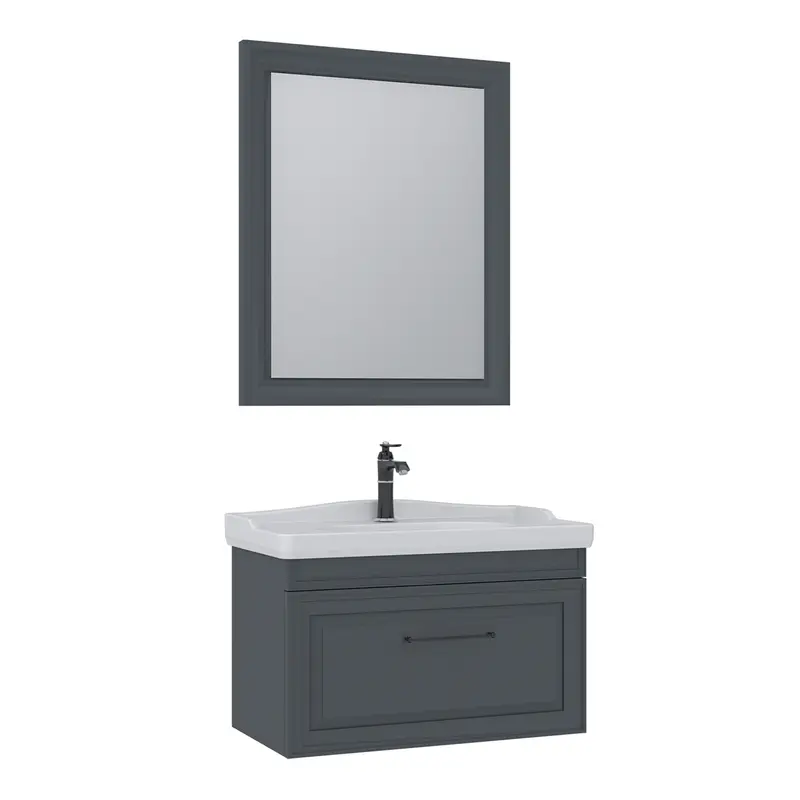 Orka Design 85 cm Banyo Dolabı Takımı | Mat Antrasit