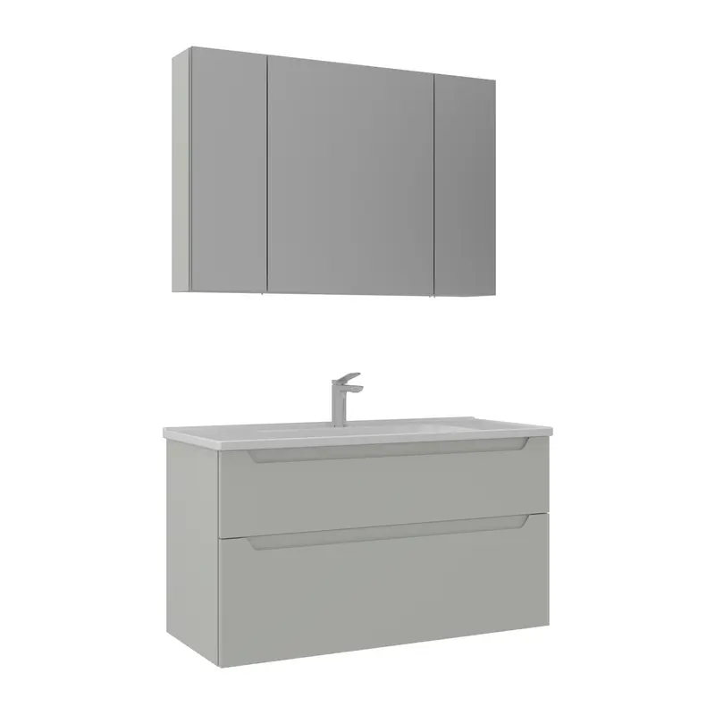 Orka Messina 100 cm Banyo Dolabı Takımı | Ayna Dolaplı | Mat Kaşmir