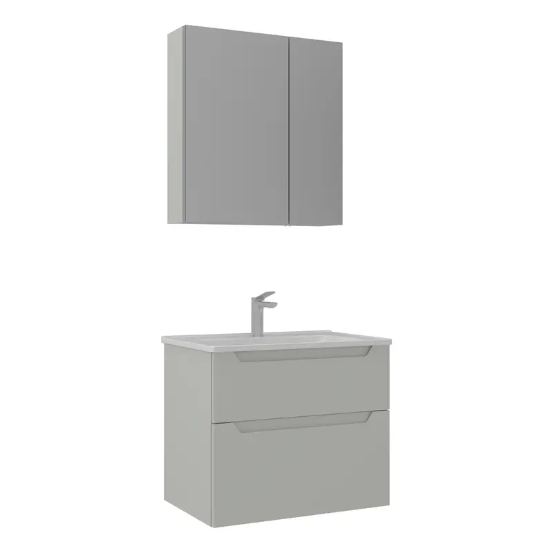 Orka Messina 65 cm Banyo Dolabı Takımı | Ayna Dolaplı | Mat Kaşmir