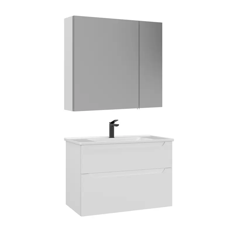 Orka Messina 85 cm Banyo Dolabı Takımı | Ayna Dolaplı | Mat Beyaz