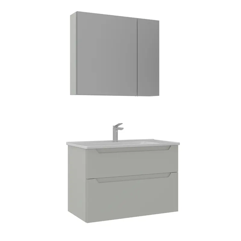 Orka Messina 85 cm Banyo Dolabı Takımı | Ayna Dolaplı | Mat Kaşmir