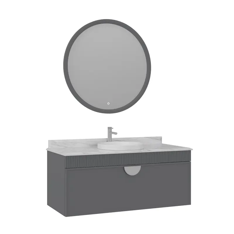 Orka Molino 120 cm Asma Banyo Dolabı Takımı | Mat Gri