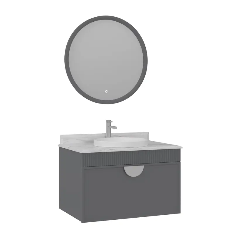 Orka Molino 80 cm Asma Banyo Dolabı Takımı | Mat Gri