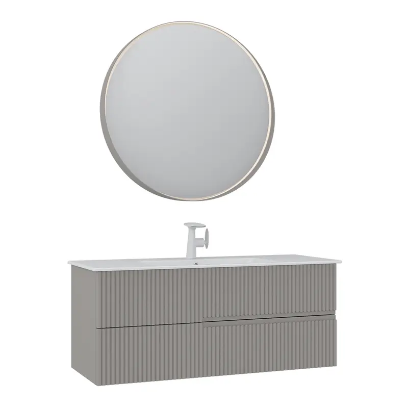 Orka Moonlight 120 cm Banyo Dolabı Takımı | Çift Çekmeceli | Mat Vizon