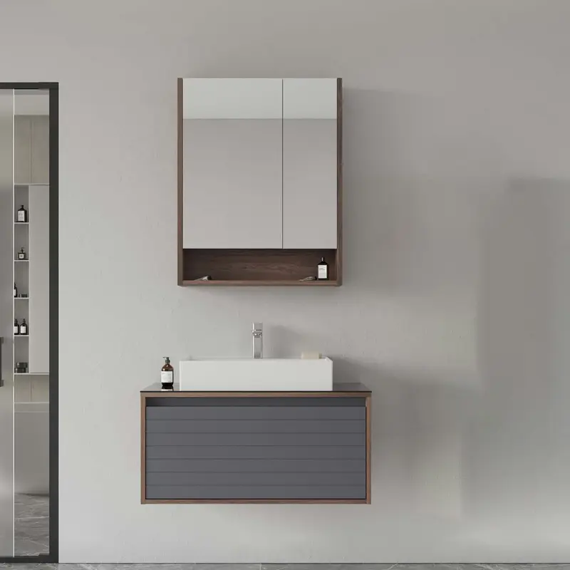 Orka Prato 80 cm Banyo Dolabı Takımı | Navaro Antrasit