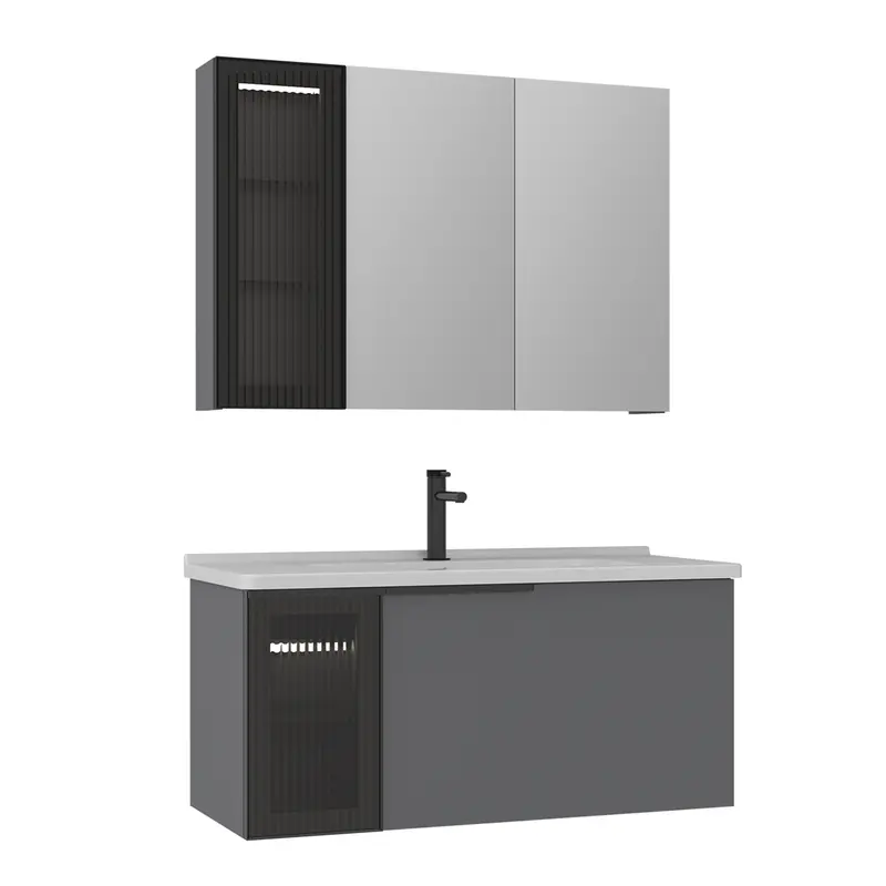 Orka Pure 100 cm Banyo Dolabı Takımı | Mat Gri