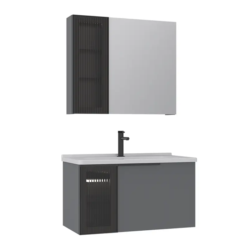 Orka Pure 80 cm Banyo Dolabı Takımı | Mat Gri
