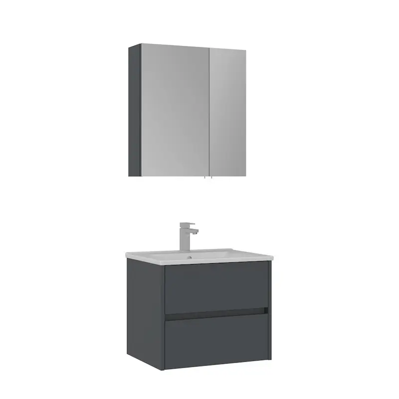 Orka Side 65 cm Çekmeceli Banyo Dolabı Takımı | Mat Antrasit