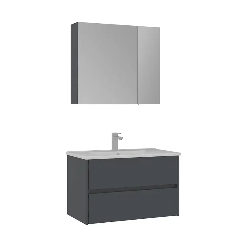 Orka Side 85 cm Çekmeceli Banyo Dolabı Takımı | Mat Antrasit