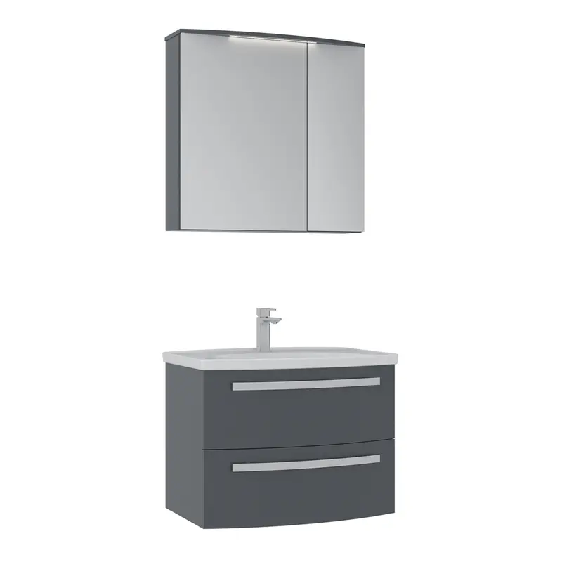 Orka Urla 70 cm Banyo Dolabı Takımı | Parlak Antrasit