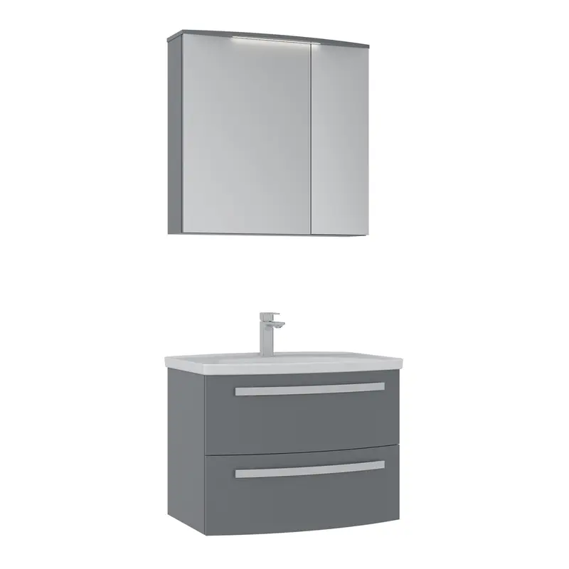Orka Urla 70 cm Banyo Dolabı Takımı | Parlak Gri