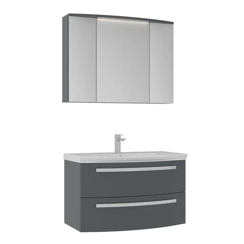 Orka Urla 90 cm Banyo Dolabı Takımı | Parlak Antrasit