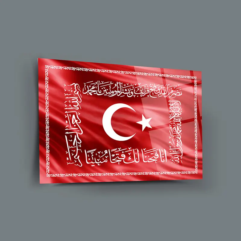 Osmanlı Sancağı - Hilafet Sancağı 2 Cam Tablo