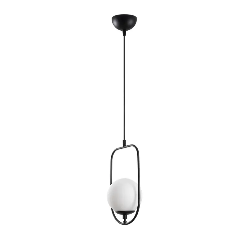 Oval Çerçeveli Cam Tekli Sarkıt Metal - Siyah