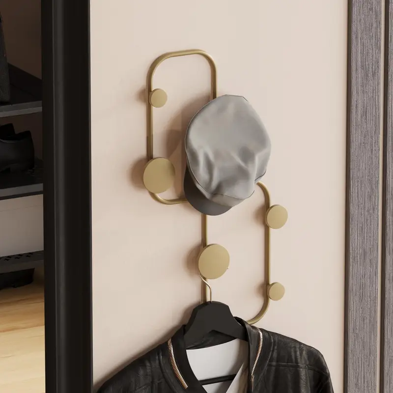Oval Küre Kancalı Metal Duvar Askısı - Altın