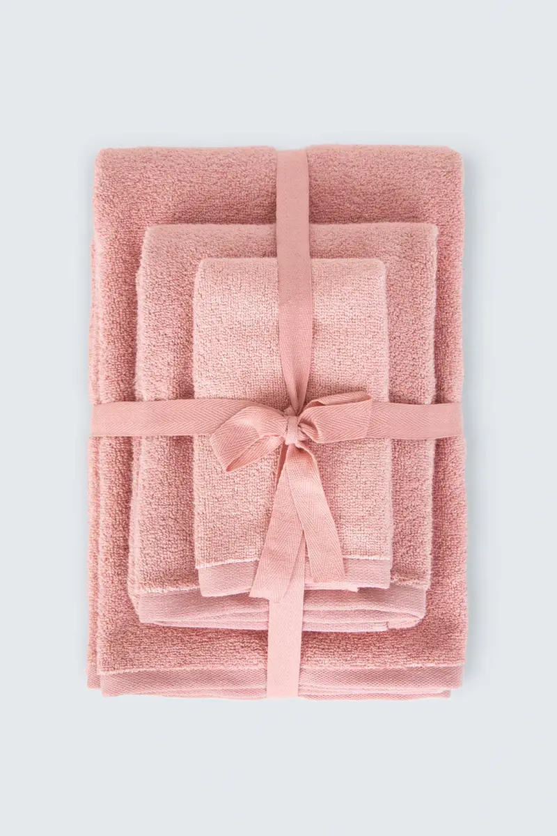 Owen 3'lü Banyo Havlu Seti Pembe