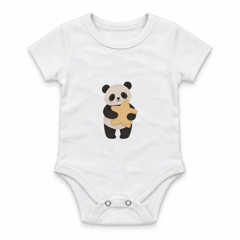 Panda Hugging a Star Pillow Çıtçıtlı Body