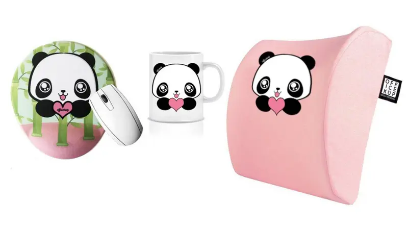 Panda Visco Bel Yastığı Mouse Pad Kupa 3'lü Set - Pembe