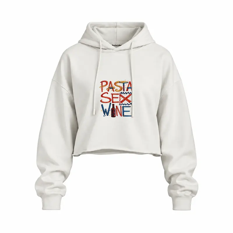Pasta Sex Wine Oversize Crop Hoodie