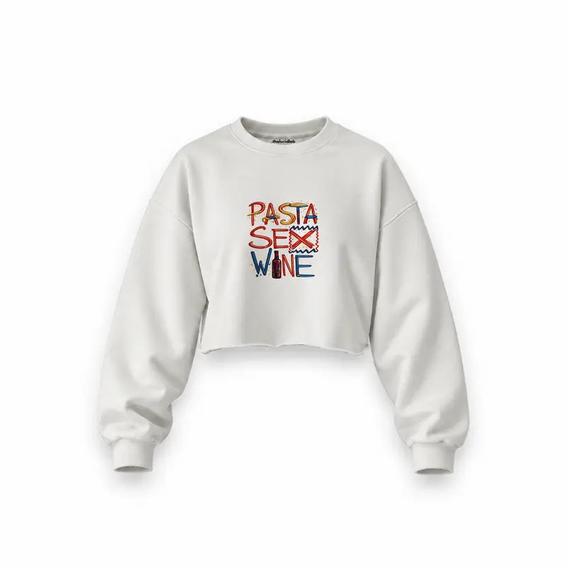 Pasta Sex Wine Oversize Crop Sweatshirt